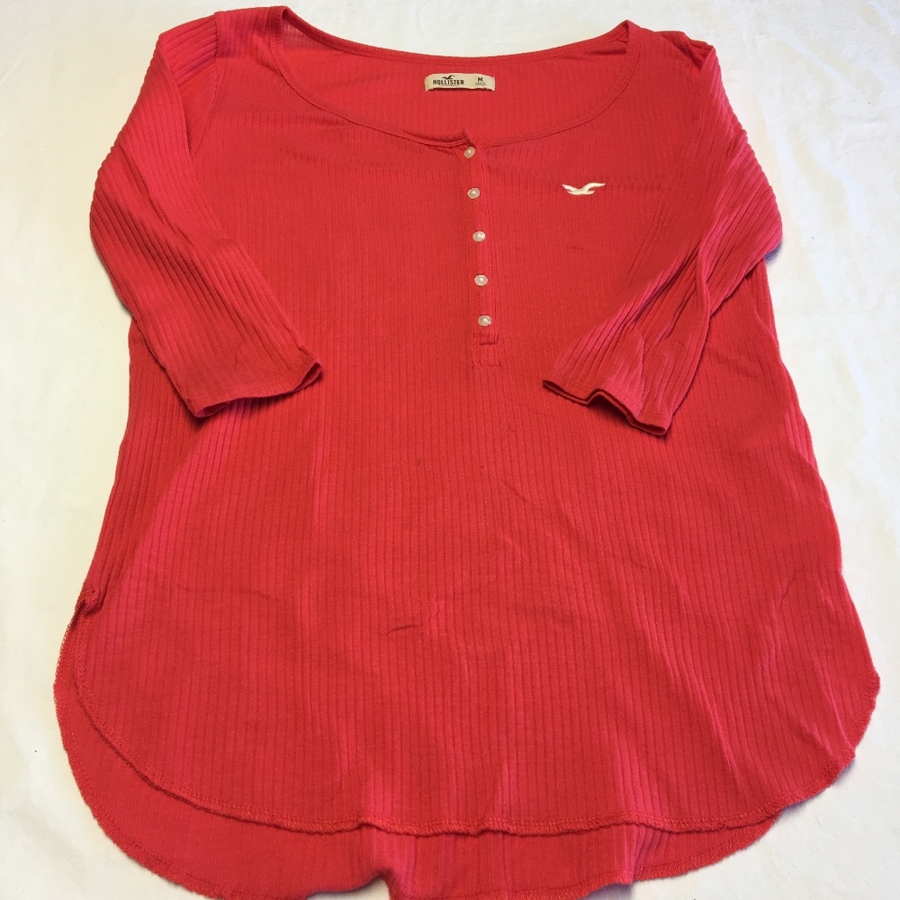 HOLLISTER ORANGE/RED LONG SLEEVE TOP EUC